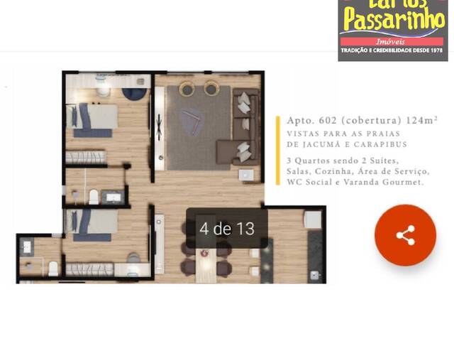 #62919536 - Apartamento para Venda em Conde - PB - 2
